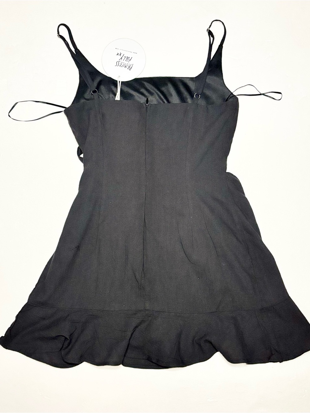 NWT Princess Polly Love Lane Mini Black Tie-Waist Slip Dress - Women - Picture 3 of 7